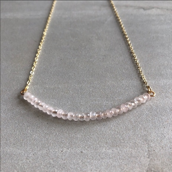 Handmade Crystal Bar, 14k Gold Boho Necklace - Picture 2 of 5